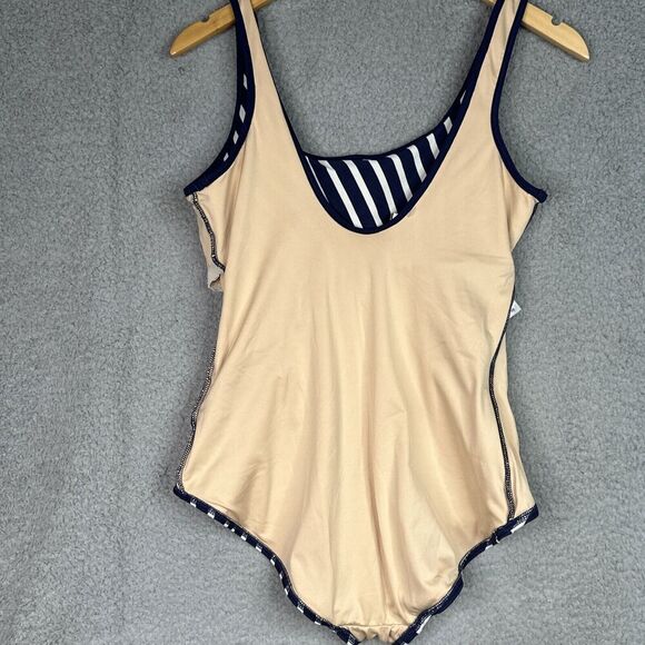 Lands' End  One Piece Swimsuit Womens Size 10 Navy Blue White Striped Nautical - Picture 9 of 11